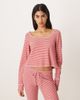 Hollister Gilly Hicks waffle long sleeve crop top in red stripe - part of a set - 1