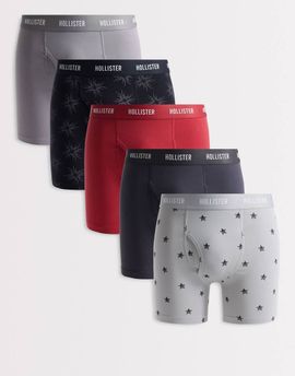 Hollister Hollister 5 pack logo band longer length boxers in multi solids