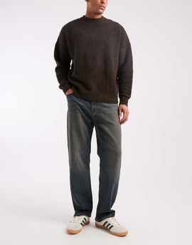 Hollister Hollister baggy 5 pocket jeans in dark bleach wash-Blue