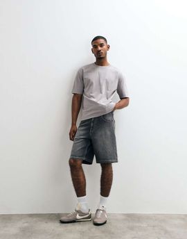 Hollister Hollister baggy denim shorts with star graphic detail in black