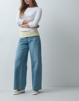 Hollister Hollister baggy jeans with adjustable waistband in light blue wash