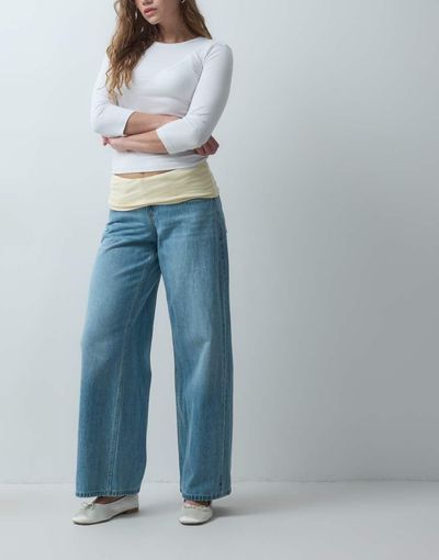 Hollister Hollister baggy jeans with adjustable waistband in light blue wash