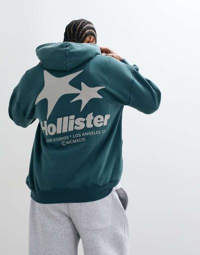Hollister Hollister boxy fit back graphic hoodie in green
