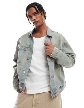 Hollister Hollister boxy fit denim jacket in gray wash