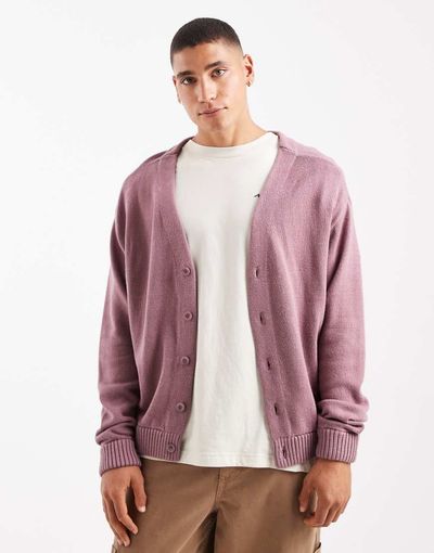 Hollister Hollister boxy fit long sleeve cardigan in pink