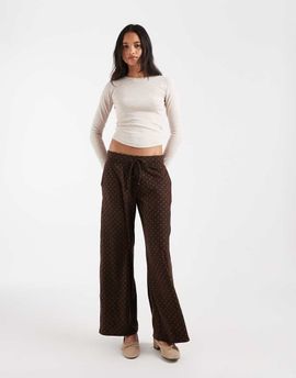 Hollister Hollister cozy wide leg pants in brown polka dots