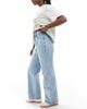 Hollister Hollister curve love high rise baggy jeans in light wash-Blue - 2