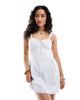 Hollister Hollister dropped waist button detail sleeveless mini milkmaid dress in blue stripe-Yellow - 3