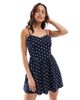 Hollister Hollister dropped waist spaghetti straps mini dress in navy polka dot - 2