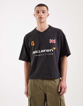 Hollister Hollister F1 heavyweight boxy oversized football style T-shirt in black