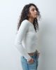 Hollister Hollister fitted cable knit slash neck sweater in white - 1