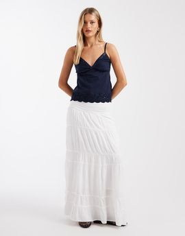 Hollister Hollister foldover maxi skirt in white