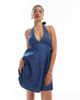 Hollister Hollister halterneck a-line dress in blue denim - 4