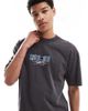 Hollister Hollister heavyweight boxy T-shirt with location motif detail in washed black - 1