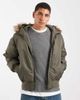 Hollister Hollister heavyweight military hooded faux fur jacket in green - 1