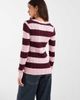 Hollister Hollister icon logo v-neck knit sweater in pink and burgundy stripes-Multi - 4