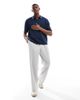 Hollister Hollister knit contrast collar preppy polo top in navy - 3