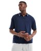 Hollister Hollister knit contrast collar preppy polo top in navy - 4