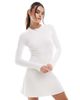Hollister Hollister knit long sleeve mini dress in cream-White - 4
