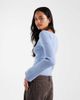 Hollister Hollister knitted slash neck sweater with bell sleeves in blue - 4