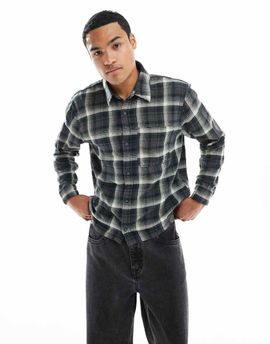 Hollister Hollister long sleeve plaid flannel shirt in black