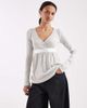 Hollister Hollister long sleeve v neck babydoll top in gray - 1