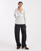 Hollister Hollister long sleeve v neck babydoll top in gray - 2