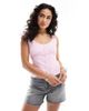 Hollister Hollister low neckline linen button through tank top in baby pink - 1