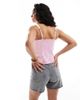 Hollister Hollister low neckline linen button through tank top in baby pink - 2
