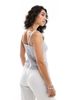 Hollister Hollister low neckline linen button through tank top in blue stripe - 2