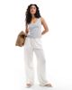 Hollister Hollister low neckline linen button through tank top in blue stripe - 3