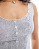 Hollister Hollister low neckline linen button through tank top in blue stripe - 4