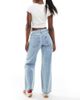 Hollister Hollister low rise baggy raw hem jeans in bleach-Blue - 3