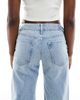 Hollister Hollister low rise baggy raw hem jeans in bleach-Blue - 4