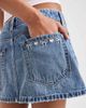 Hollister Hollister low rise denim embroidered mini skirt in mid blue wash - 2