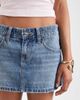 Hollister Hollister low rise denim embroidered mini skirt in mid blue wash - 4