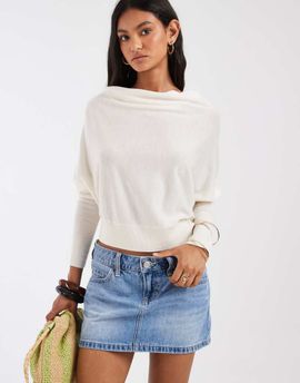 Hollister Hollister low rise denim mini skort in light blue