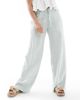 Hollister Hollister low rise linen blend super baggy pants in green and white stripe - 2