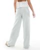 Hollister Hollister low rise linen blend super baggy pants in green and white stripe - 4