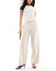 Hollister Hollister low rise linen blend super baggy pants in oatmeal-Neutral - 1