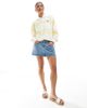 Hollister Hollister low rise mini frayed denim skirt in mid blue wash - 2