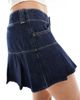 Hollister Hollister micro pleated mini skirt in dark denim-Blue - 2