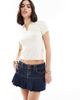 Hollister Hollister micro pleated mini skirt in dark denim-Blue - 4