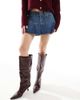 Hollister Hollister micro pleated mini skirt in wash denim-Black - 2