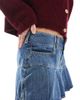 Hollister Hollister micro pleated mini skirt in wash denim-Black - 4