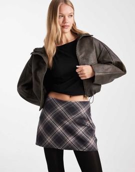Hollister Hollister mid rise mini skirt in brown check