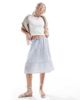 Hollister Hollister mid rise poplin midi skirt in blue - 1