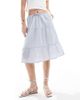 Hollister Hollister mid rise poplin midi skirt in blue - 4