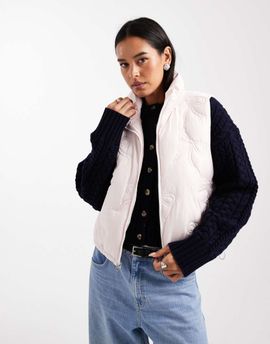 Hollister Hollister nylon puffer vest with bow pattern in pink