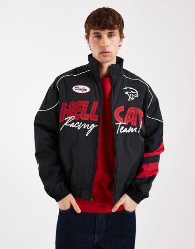 Hollister Hollister nylon racing graphic jacket in black